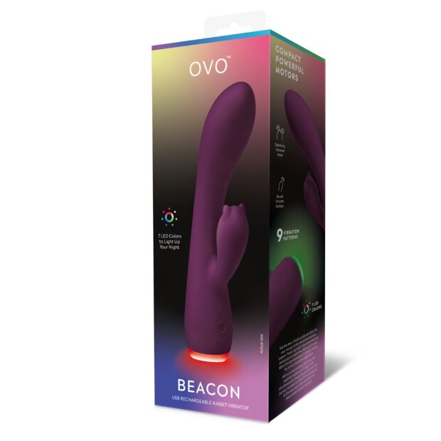 Ovo Beacon Rabbit Dual Stim G-Punkt Vibrator mit Klitoris Stimulation Lila