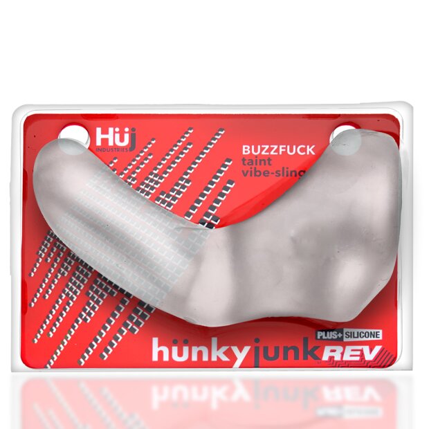 Hünkyjunk Buzzfuck Sling mit Taint Vibe Vibrating Cock Sling Clear Ice