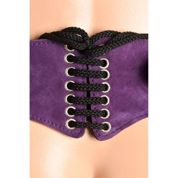 XR Brands Bodice Deluxe Leather Corset Harness Purple