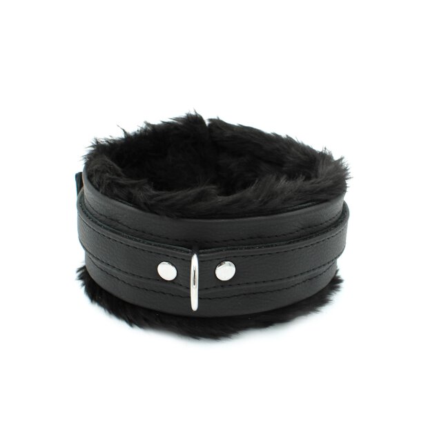 Fluffy Inside Black Leather Collar