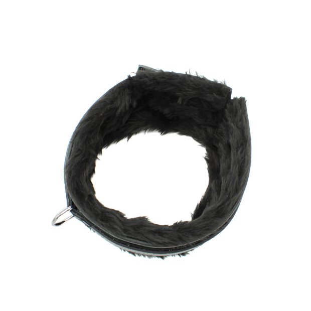 Fluffy Inside Black Leather Collar
