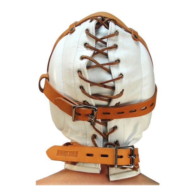 Strict Coiffe en cuir à lanières avec rembourrage intérieur et collier Taille : M/L blanc-brun clair