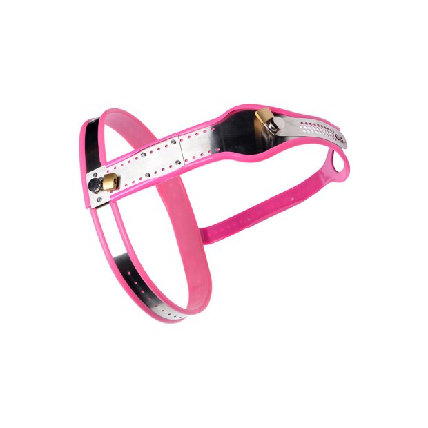 Master Series Stainless Steel Adjustable Female Chastity Belt Pink