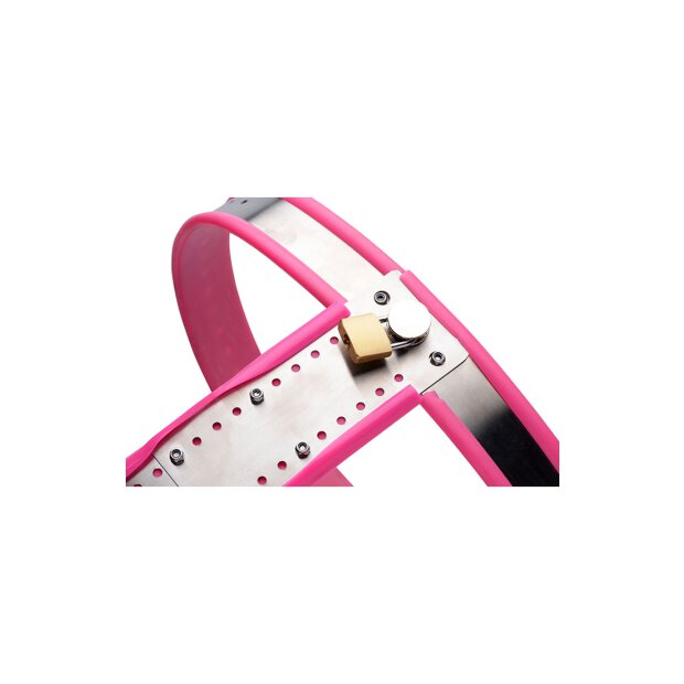 Master Series Stainless Steel Adjustable Female Chastity Belt Pink