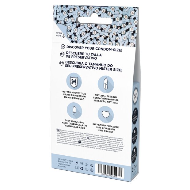 Pure Feel Test Set - Condoms 53, 57, 60 mm - 3 Pieces - ES/PT/EN