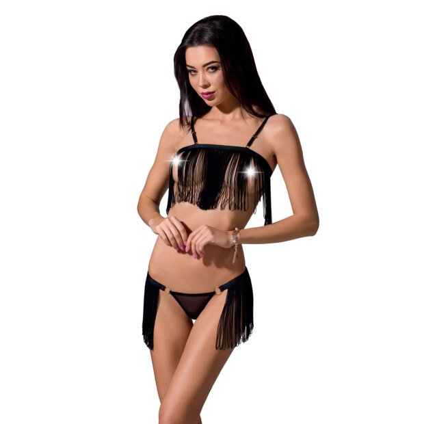 Passion Kassandra 2pcs set with open bra black