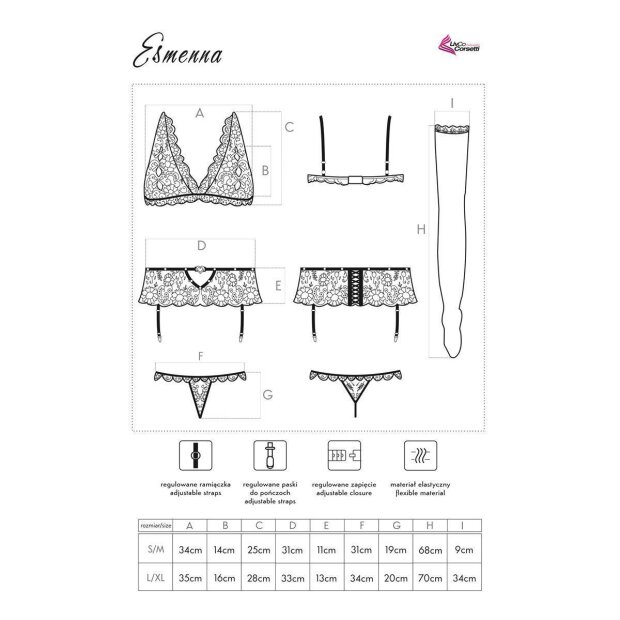 LivCo Corsetti Fashion Esmenna 4pcs set with garter belt and stockings black