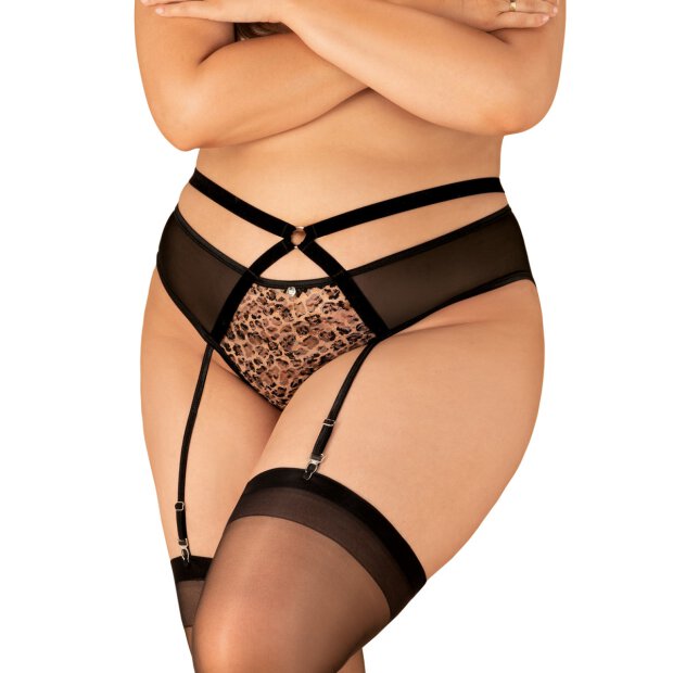 Obsessive Allunes crotchless garter belt black-leo Size Plus