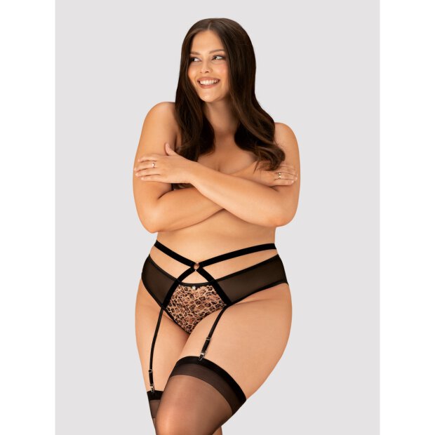Obsessive Allunes crotchless garter belt black-leo Size Plus
