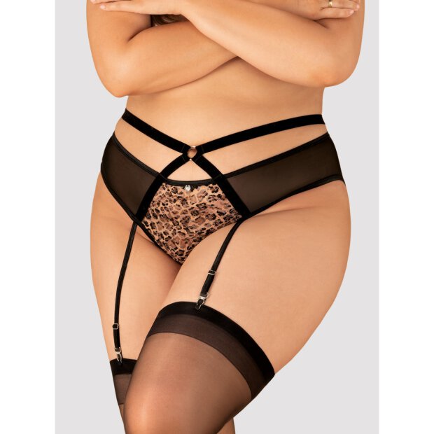 Obsessive Allunes crotchless garter belt black-leo Size Plus