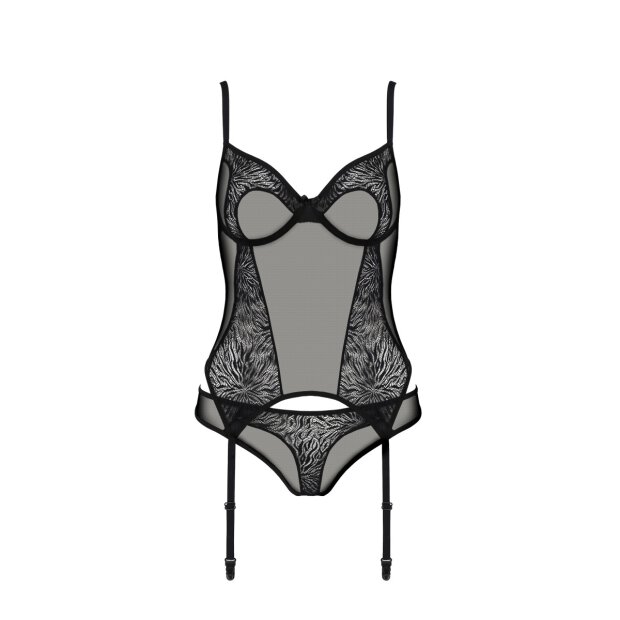 Passion ECO Selaginella corset & thong black