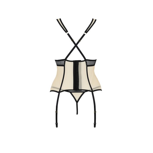 Passion Viena Size Plus corset & thong beige