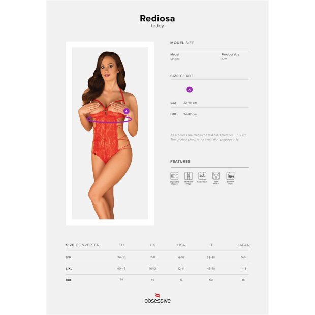 Obsessive Rediosa crotchless teddy red