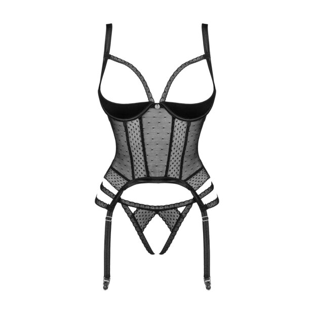Obsessive Lanelia corset & thong with open cups black