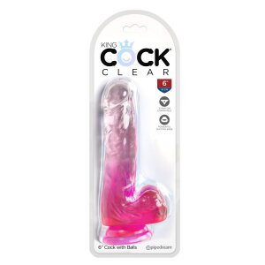 KingCockClear 6 w balls pink 17,8 cm