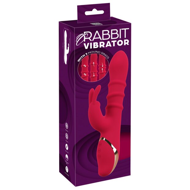 Rabbit Vibrator with 3 moving Rings