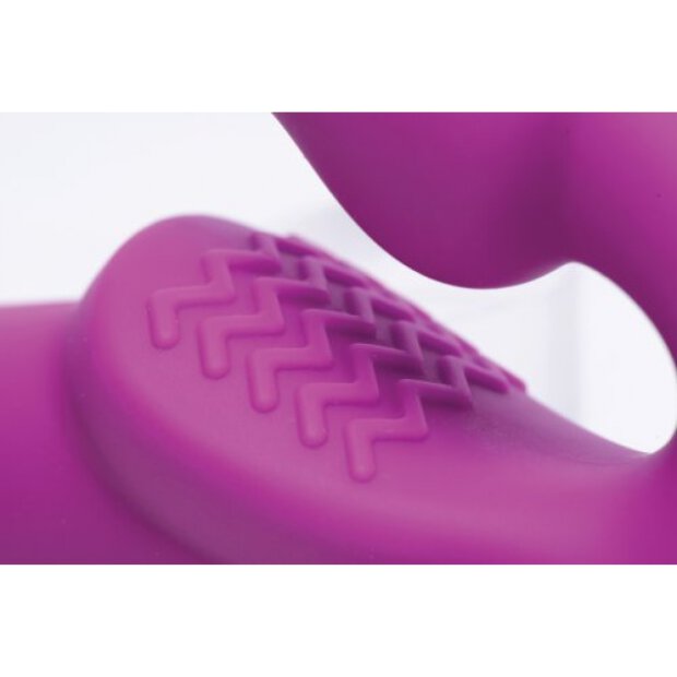 XR Brands Evoke Vibrating Strap On purple