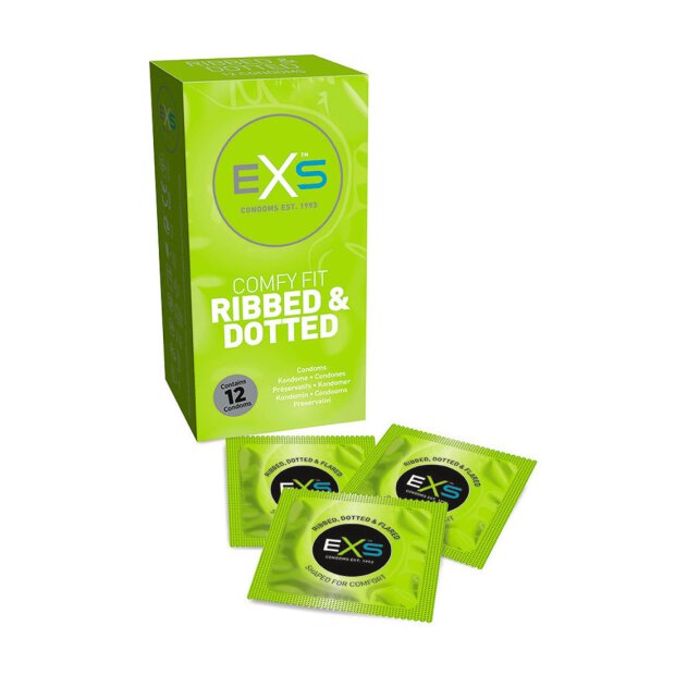 EXS Ribbed, Dotted and Flared - Condoms - 12 Pieces