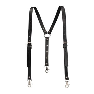 Shots bretelles en cuir fendu pour hommes noir