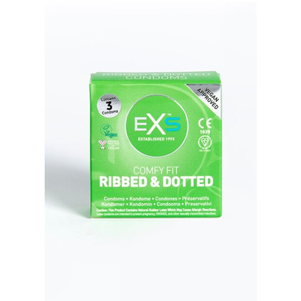EXS Ribbed Dotted and Flared - Condoms - 3 Pieces