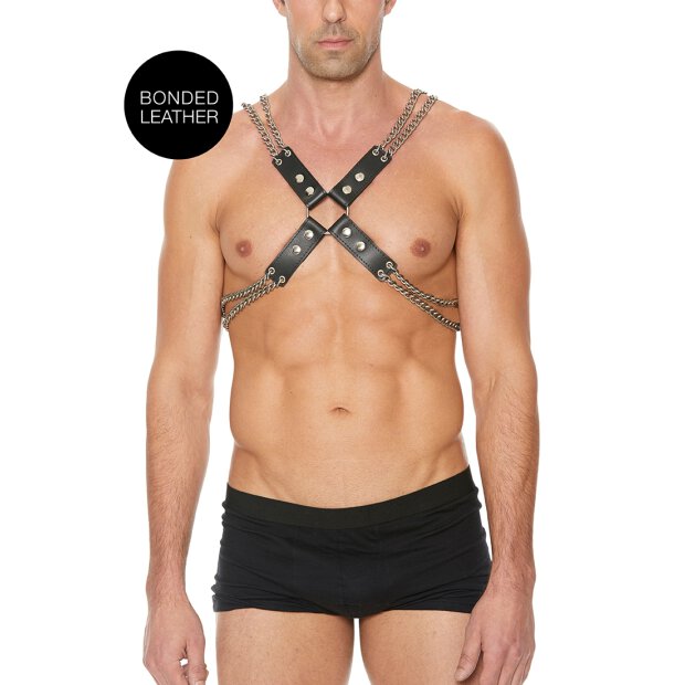 Shots chain chest harness Leather  black
