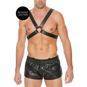 Shots leather chest harness with large buckle black one...