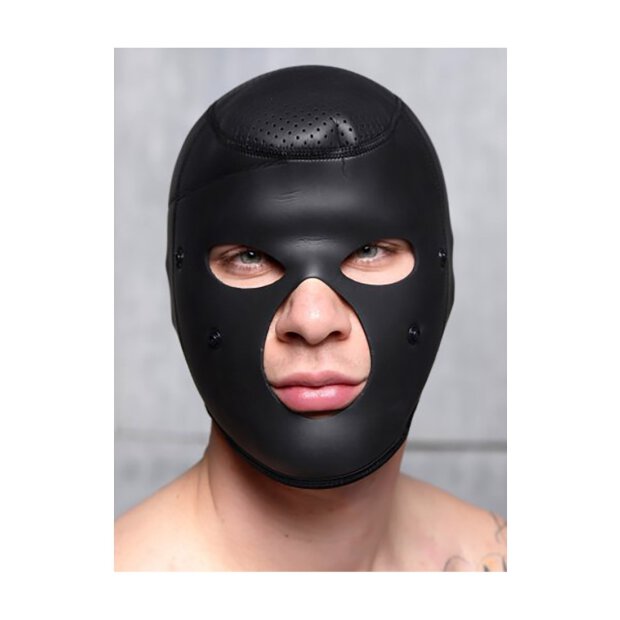 XR Brands Scorpion masque facial avec bandeau amovible + couverture de la bouche noir, rouge