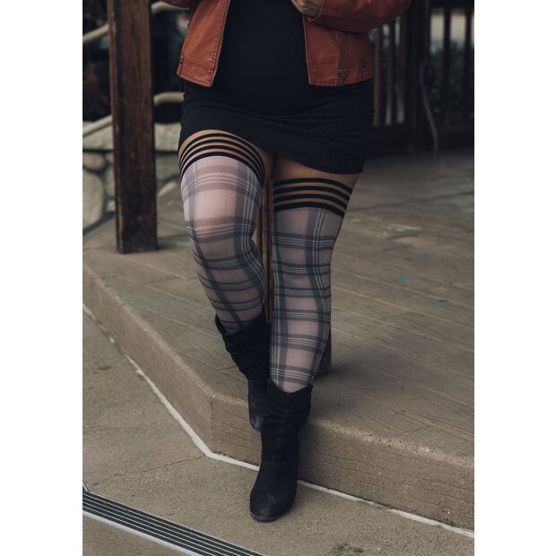 Kixies Lori bas autofixants à carreaux gris XL