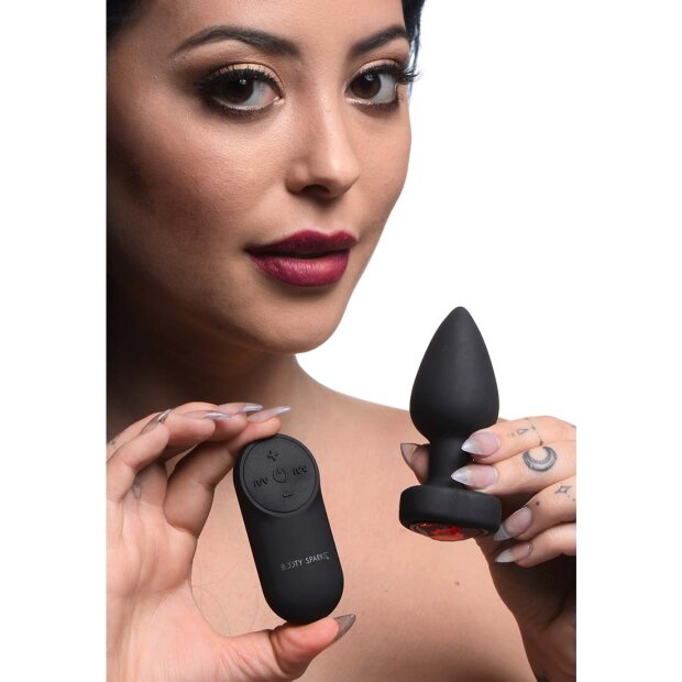 Booty Sparks Silikon Anal Plug klein schwarz mit rosa Stein