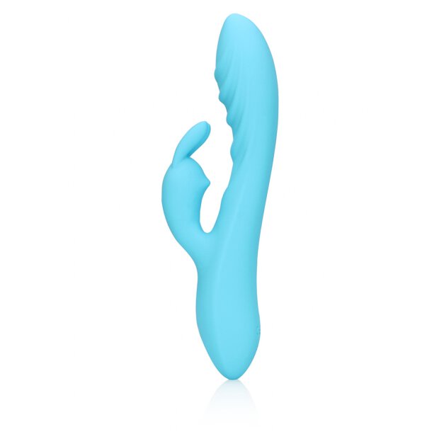 Loveline vibrateur lapin en silicone ultra doux et strié bleu glacier