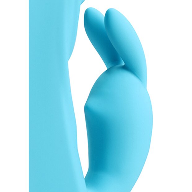 Loveline vibrateur lapin en silicone ultra doux et strié bleu glacier