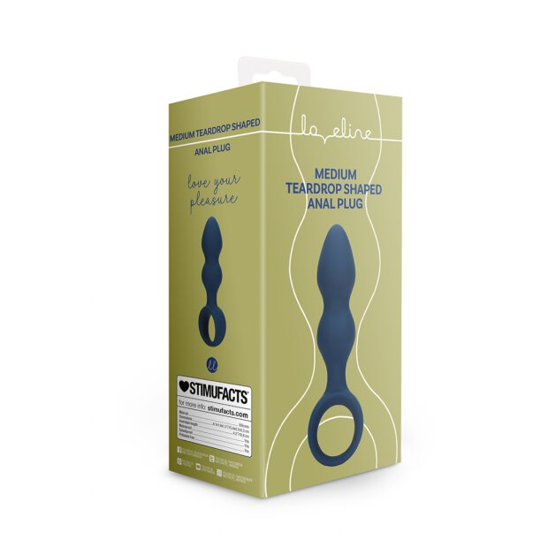 Loveline Analplug in Tropfenform blau 3,3 cm
