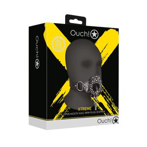 Shots Offener Mundknebel mit Stöpsel schwarz