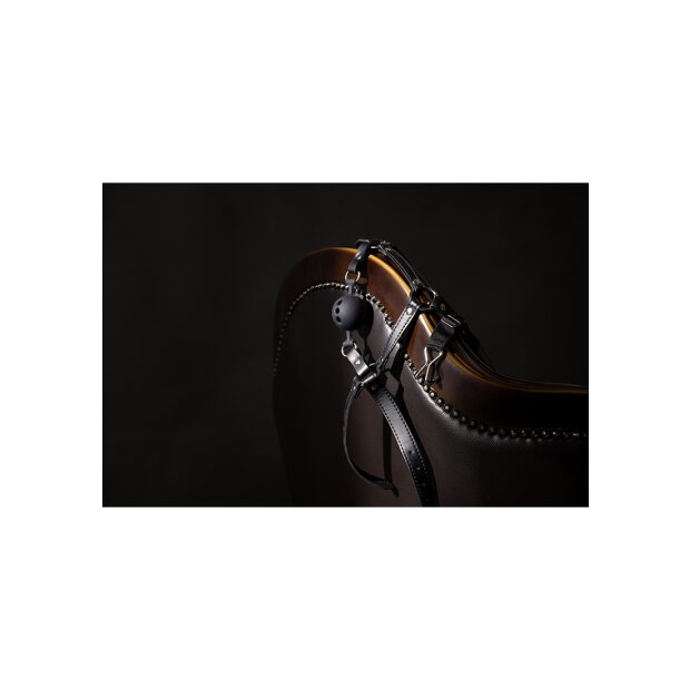 Shots Kopfgeschirr mit atmungsaktivem Ballknebel und Nasenhaken schwarz