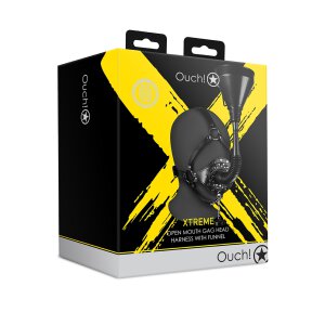 Shots Kopfgeschirr mit offenem Mundknebel, Stöpsel...