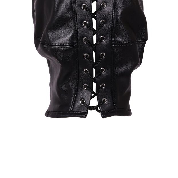 Shots Leder Maske mit blondem Pferdeschwanz schwarz