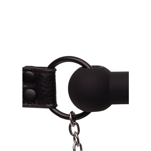 Shots Silikon-Beißknebel mit Nippelklammern schwarz