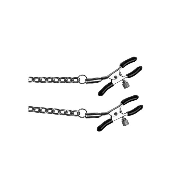 Shots Silikon-Beißknebel mit Nippelklammern schwarz