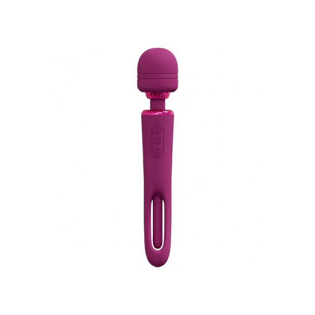 VIVE - Kiku - Rechargeable Double Ended Wand with Innovative G-Spot Flapping Stimulator - Pink