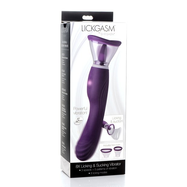 XR Brands Lickgasm Vibrator mit Leck + Saugfunktion lila