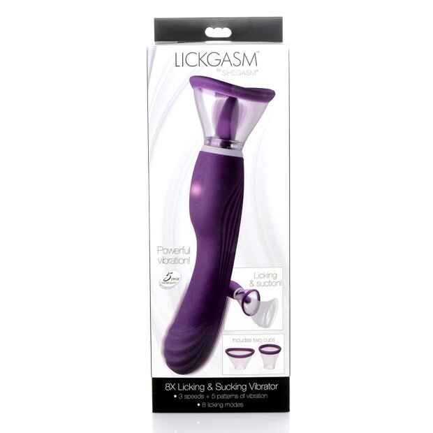 XR Brands Lickgasm Vibrator mit Leck + Saugfunktion lila