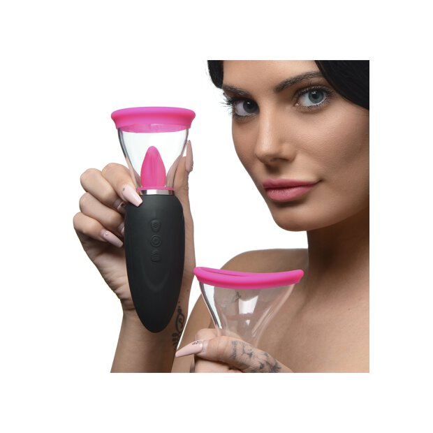 XR Brands Lickgasm Mini Vibrator mit Leck + Saugfunktion rosa