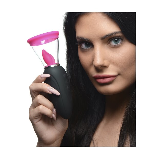 XR Brands Lickgasm Mini Vibrator mit Leck + Saugfunktion rosa