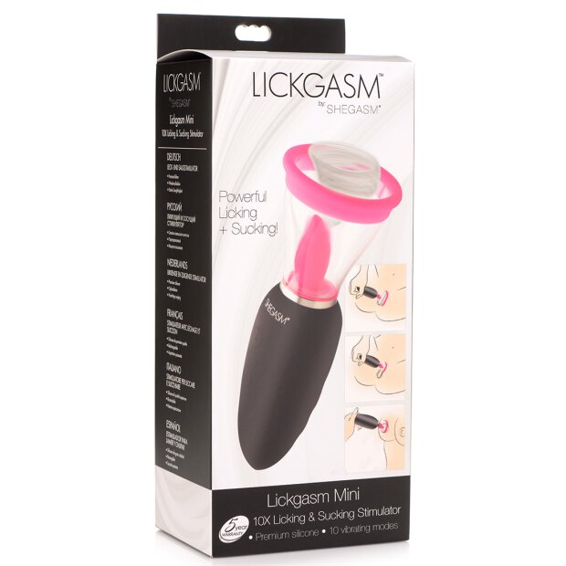 XR Brands Lickgasm Mini Vibrator mit Leck + Saugfunktion rosa