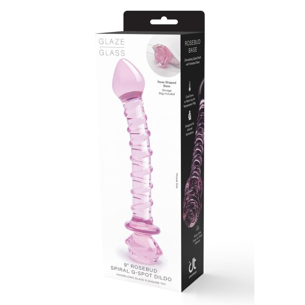 Glaze Glass Rosebud Spiral G-Spot Dildo - 22,8 cm