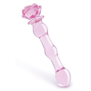 Glaze Glass Rosebud Beaded Dildo - 20 cm