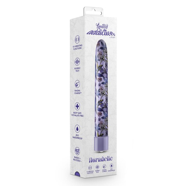 Limited Addiction Floradelic 7 Inch Rechargeable Vibe Purple