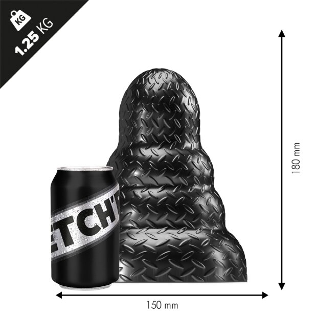 STRETCHR Tripole Butt Plug M Black Metallic - 15 cm