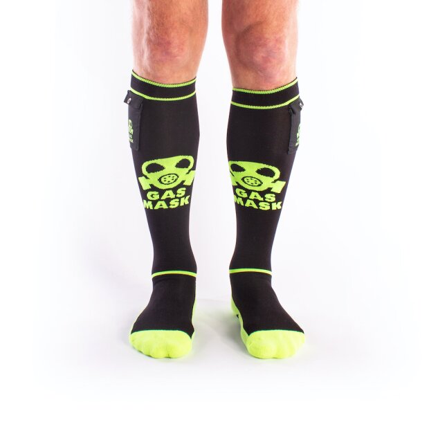 BRUTUS GAS MASK Party Socks w. Pockets Black / Neon Yellow - OS