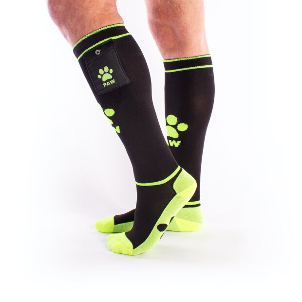 BRUTUS PUPPY Party Socks w. Pockets Black / Neon Yellow - OS